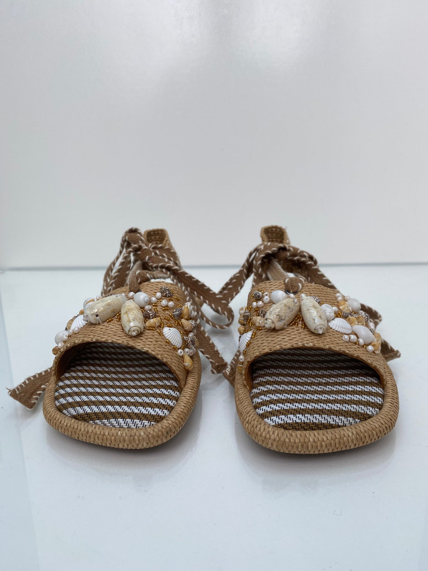 Clergerie Rafia Shell Sandals, 40.5