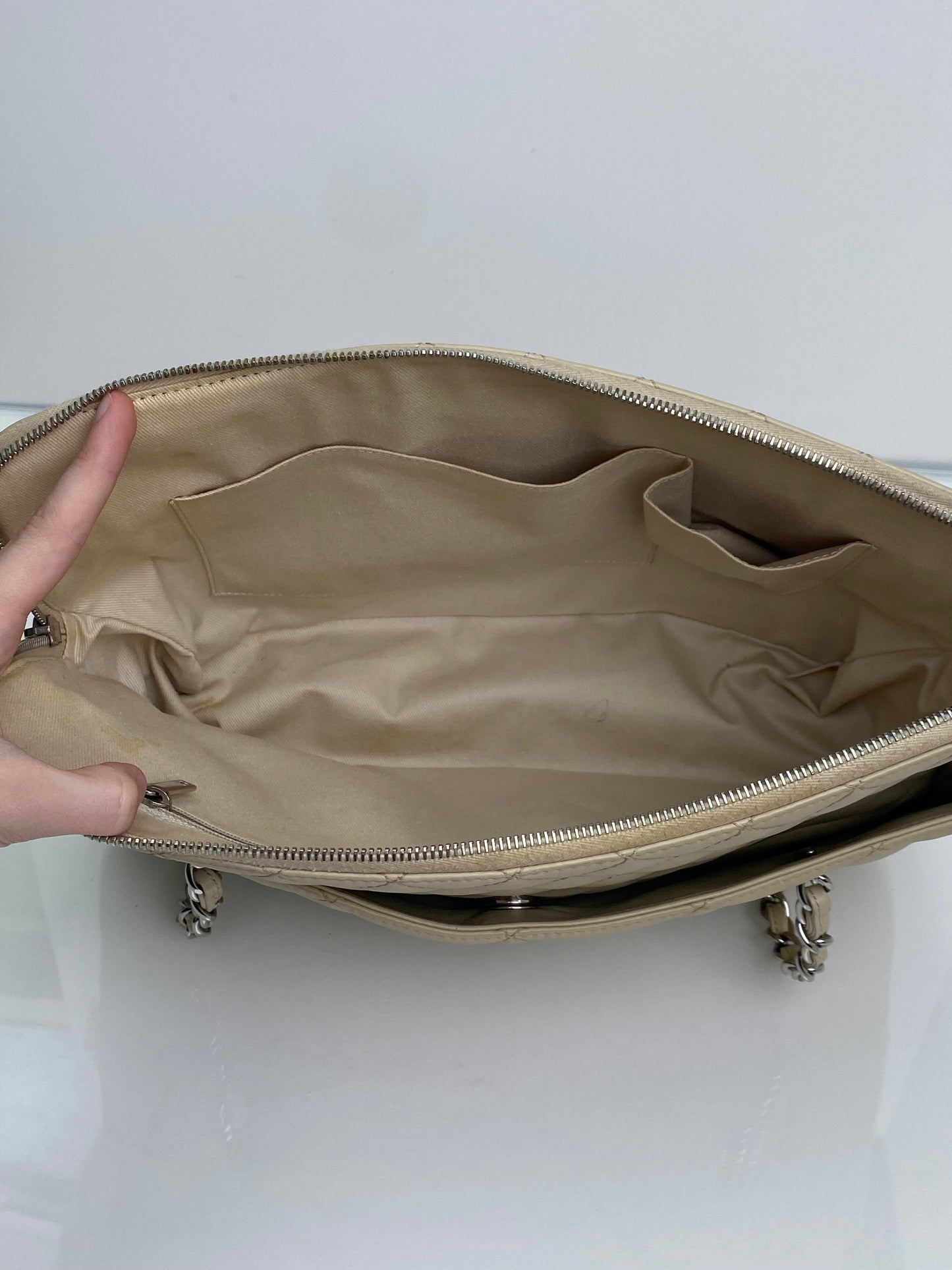 Chanel Light Beige CC Quilted Tote SHW #15