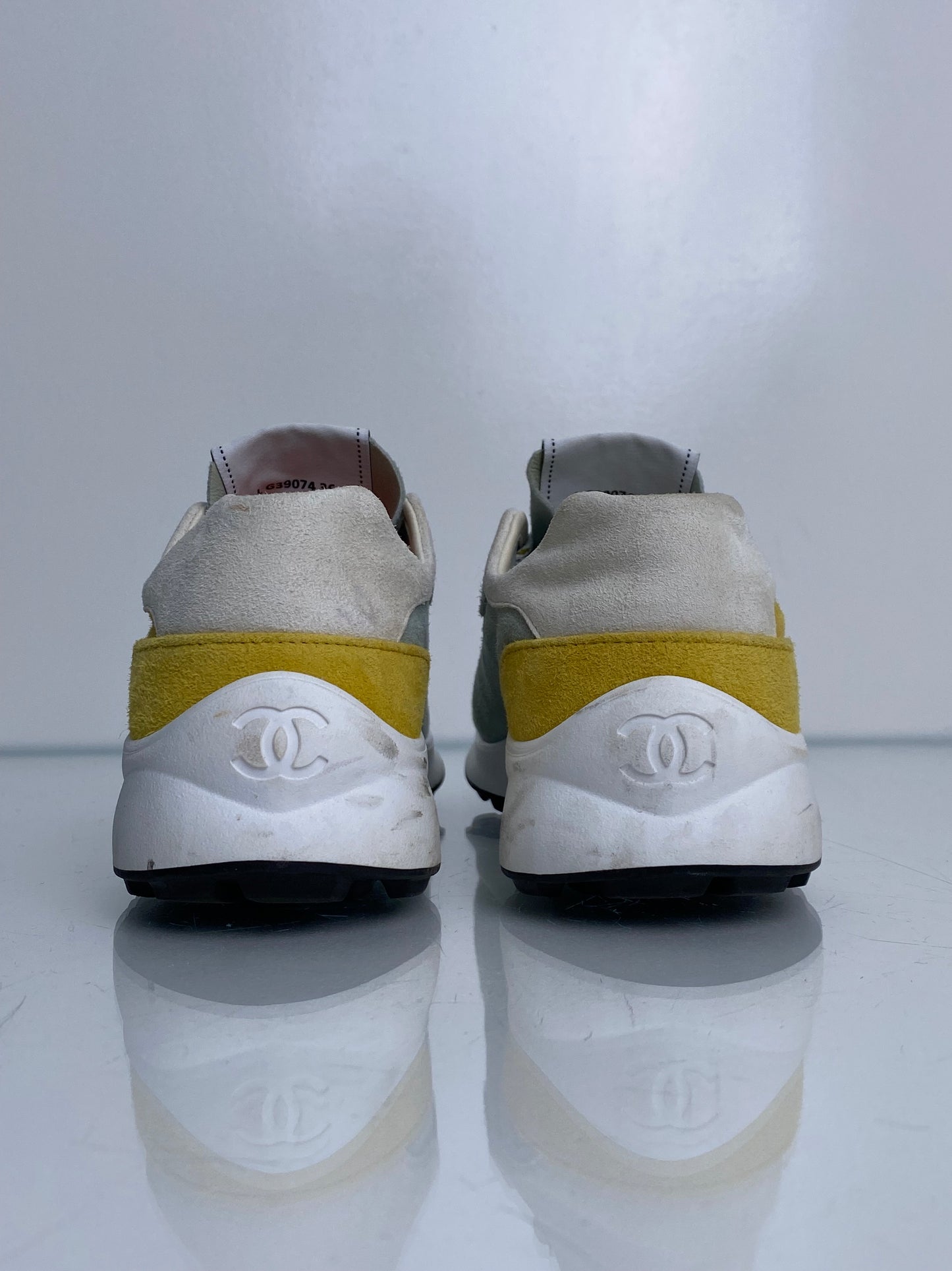 Chanel Blue, Yellow, & Pink Suede CC Sneakers, 36
