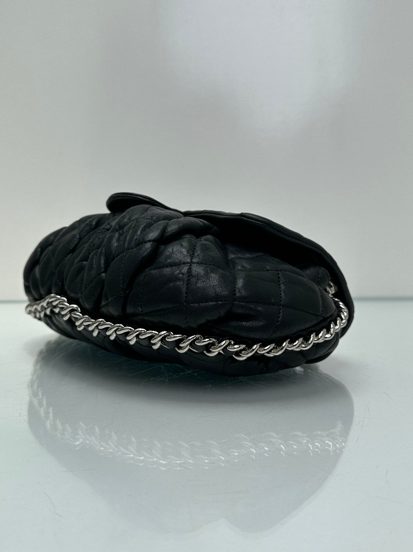 Chanel Black Quilted Chain Around Flap Crossbody Bag SHW