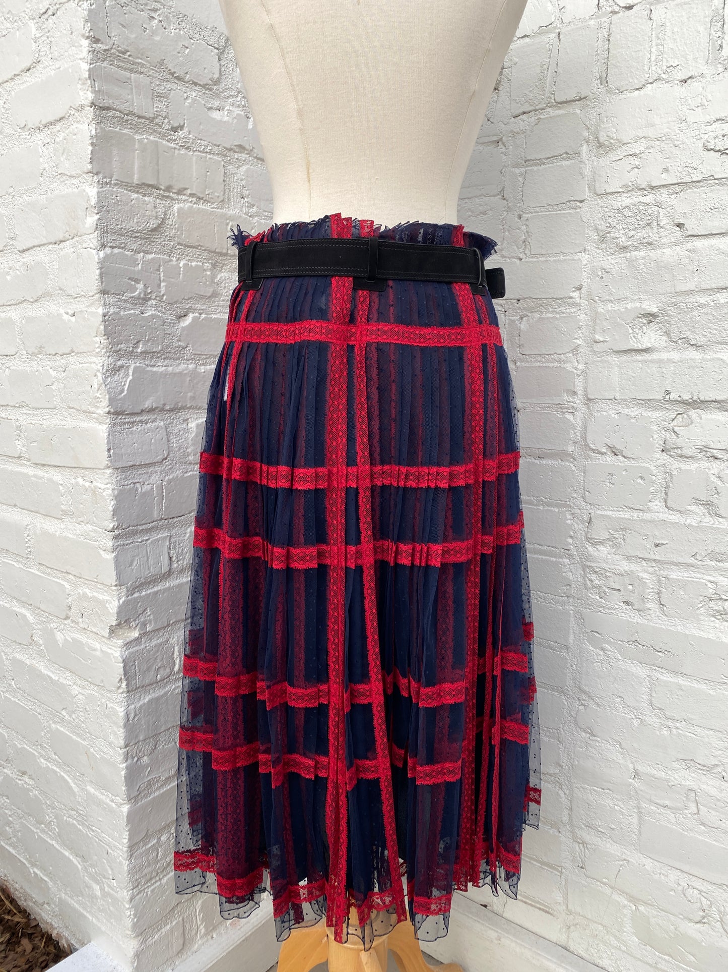 Dior Navy & Red Tulle Skirt, 40