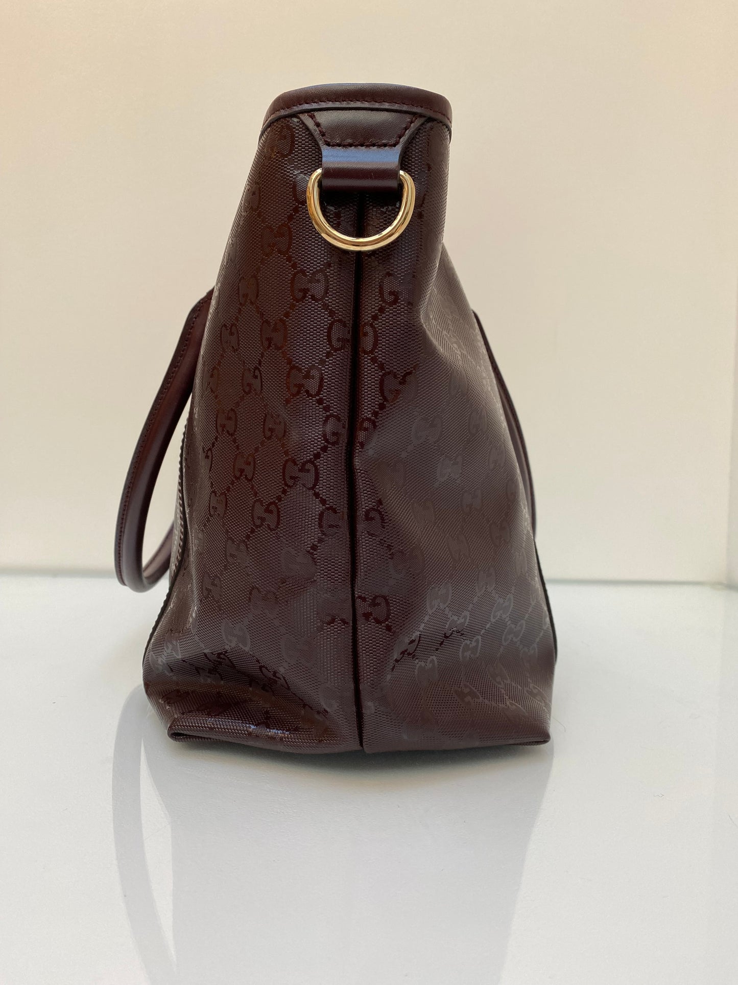 Gucci Burgundy Patent Logo Tote