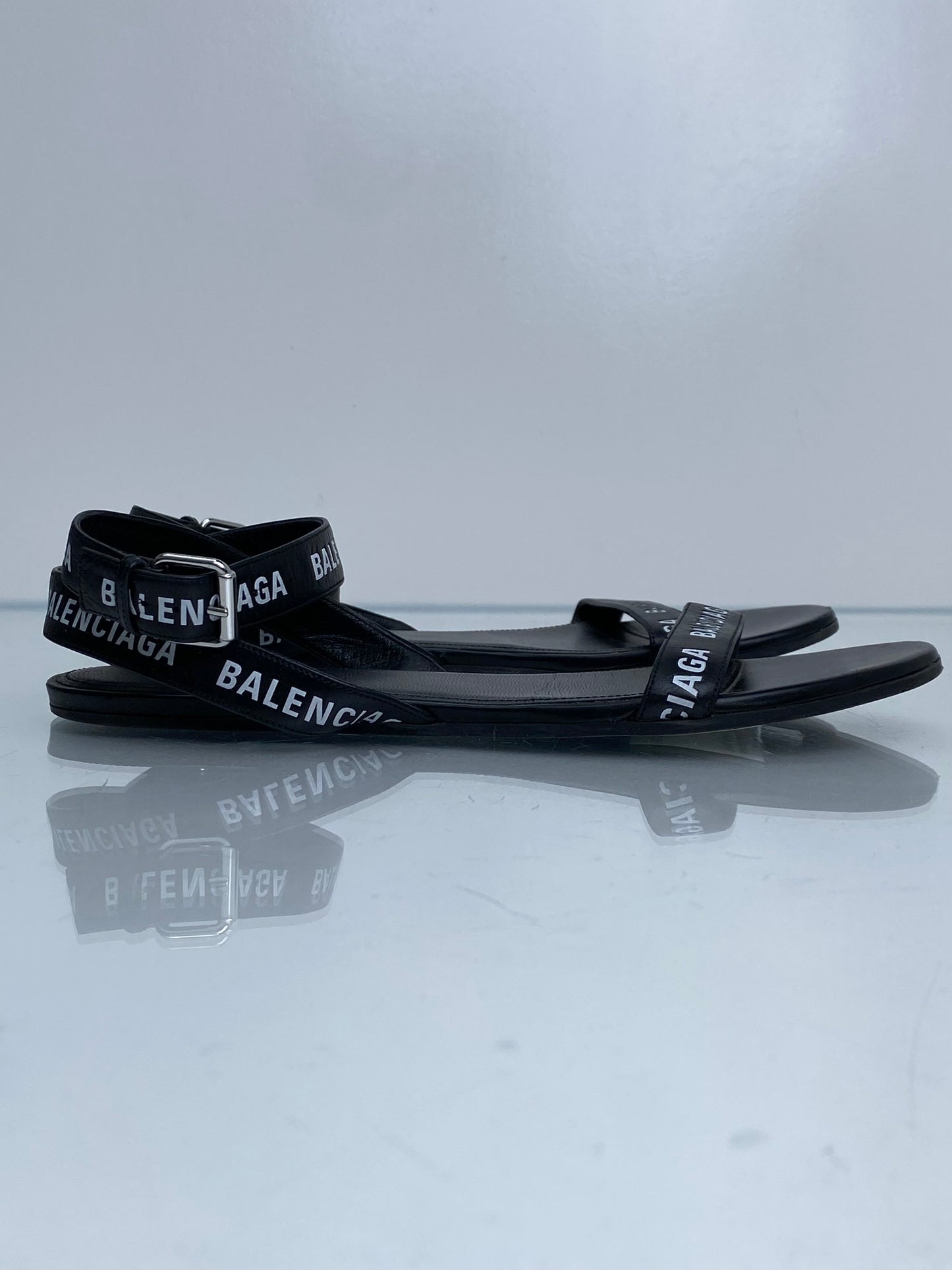Balenciaga Black Logo Wrap Sandals, 38