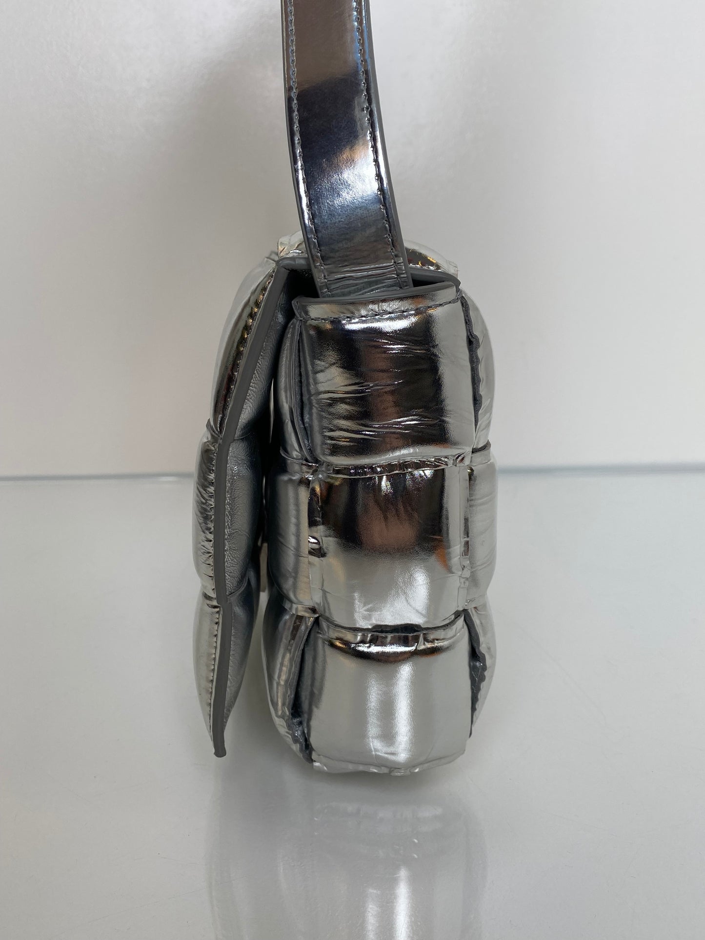 Bottega Veneta Silver Mirror Padded Cassette Bag SHW
