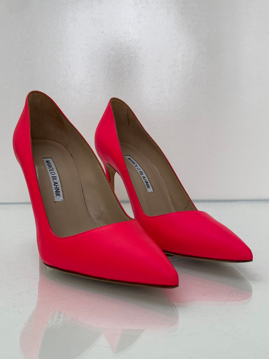 Manolo Blahnik Neon Pink Heels, 37.5