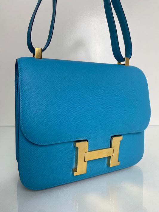 Hermes Constance 24 Bleu Celeste Epsom GHW #C