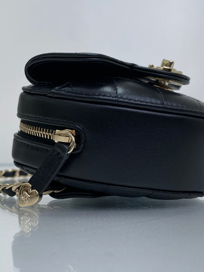 Chanel Black Mini CC In Love Quilted Lambskin Heart Bum Bag GHW