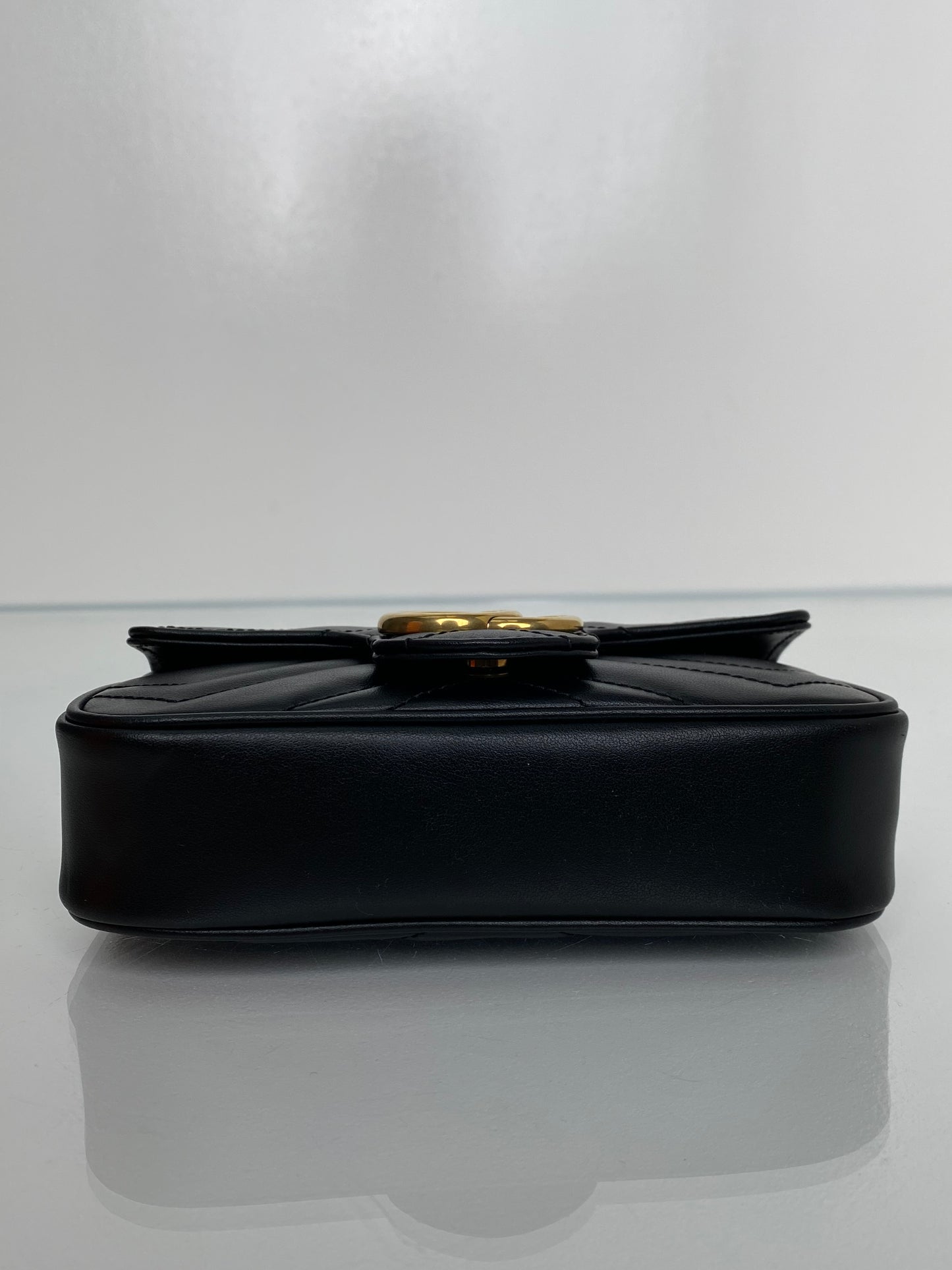 Gucci Black GG Marmont Mini Crossbody Bag GHW