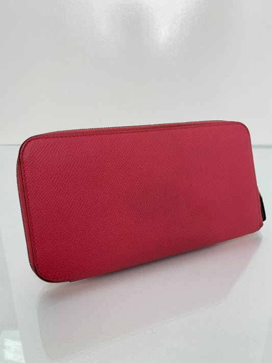 Hermes Azap Silk Rose Azalee Epsom Zip around Long wallet PHW