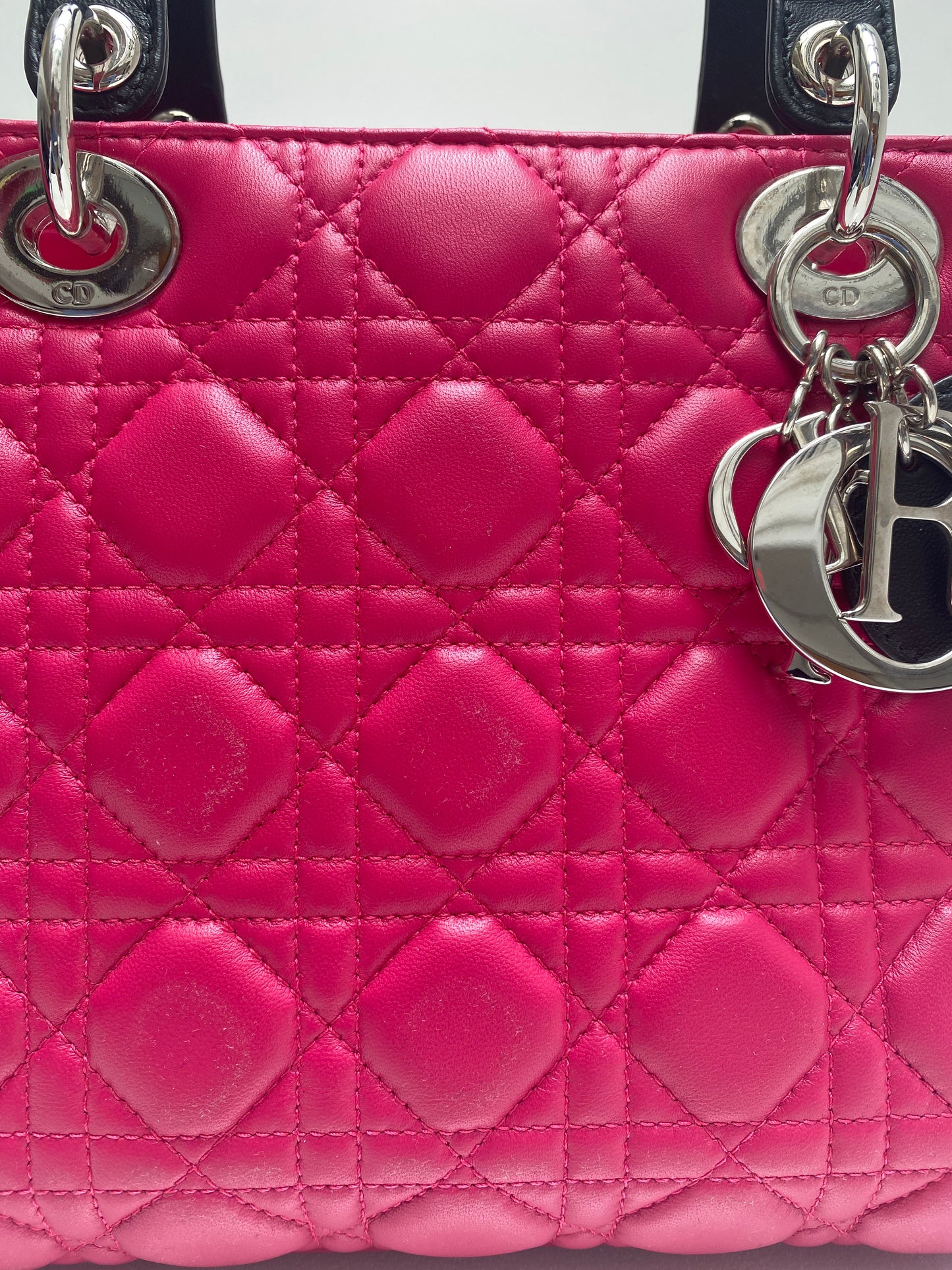 Christian Dior Lady Dior Pink/Black Medium