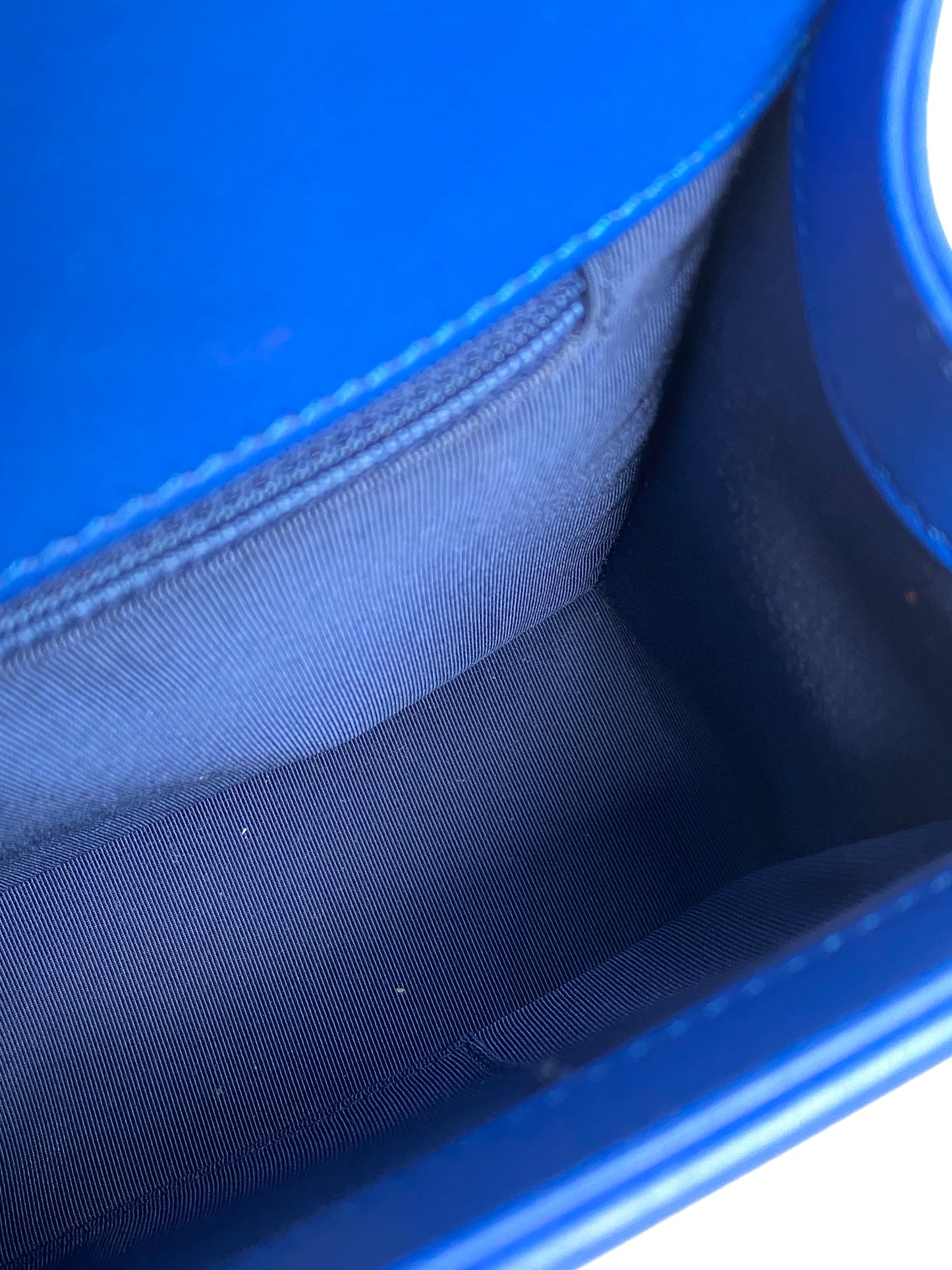 Chanel Cobalt Blue Chevron Lambskin Medium Boy Bag RHW