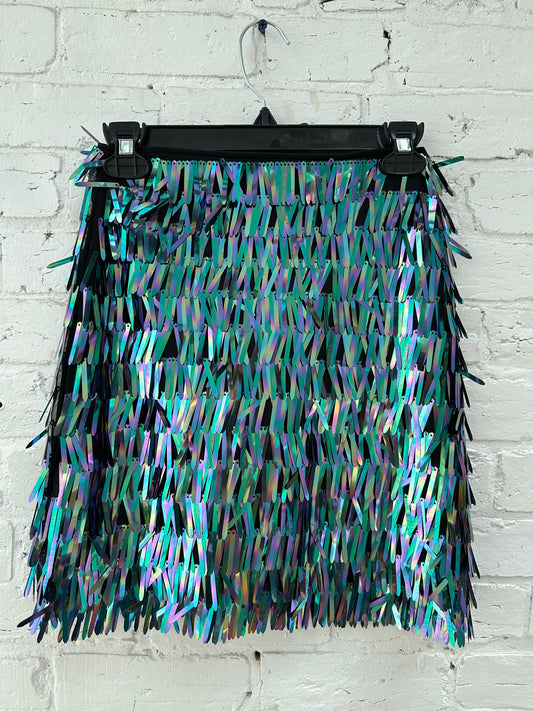 House of Harlow Black, Blue & Purple Sequin Skirt, XXS