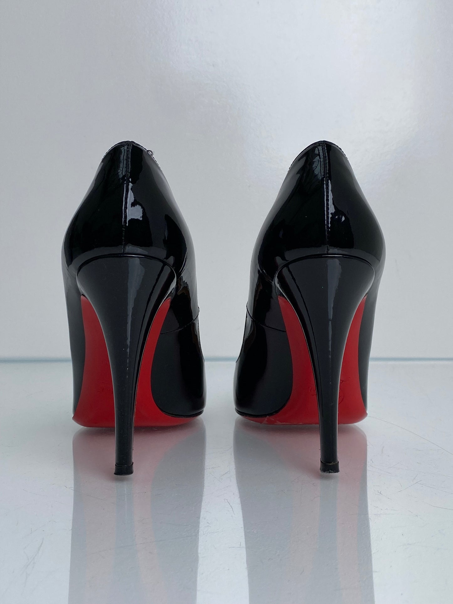 Christian Louboutin Black Patent Pump Heels, 39