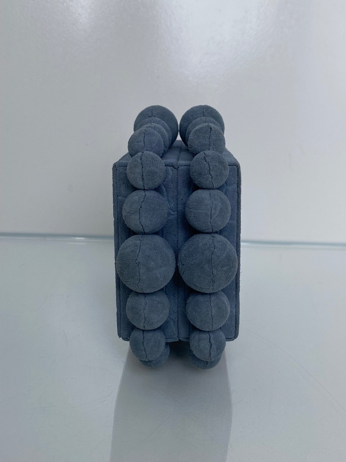 Cult Gaia Blue Croc Embossed Suede Clutch GHW