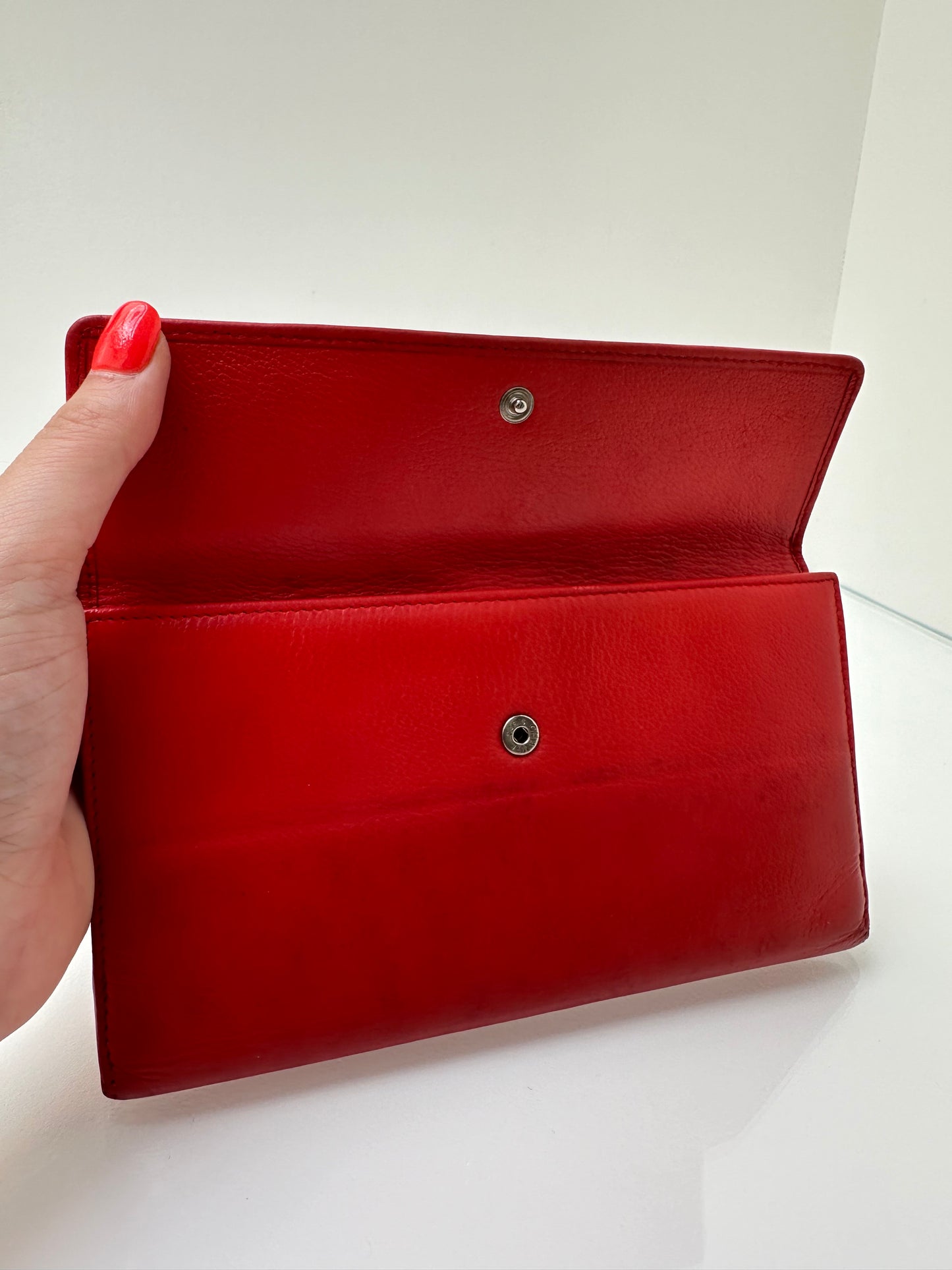 Chanel Red Vintage Camellia Long Wallet