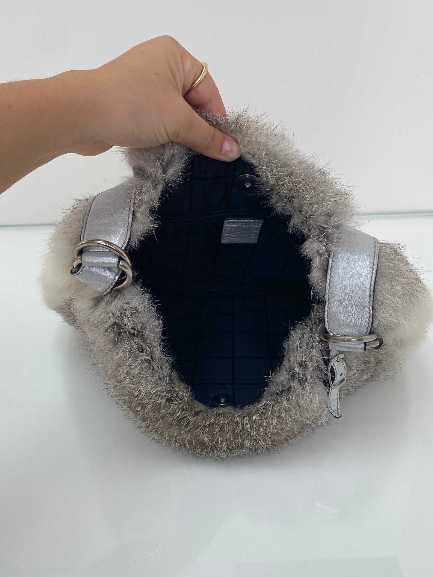 Celine Rabbit Fur Shoulder Bag SHW