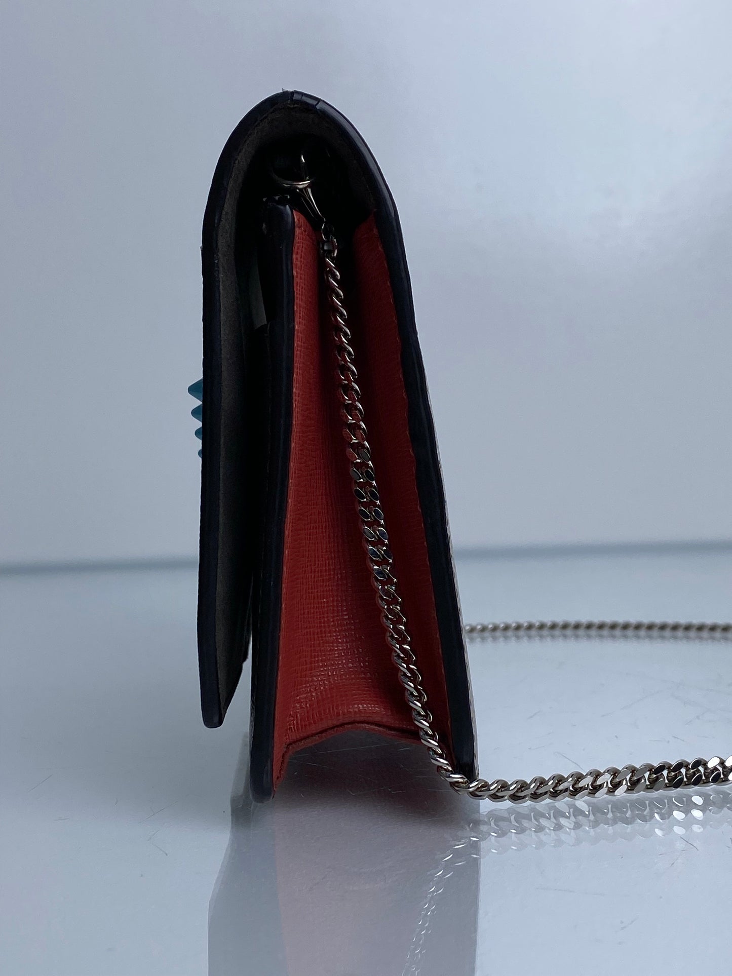 Fendi Leather Monster Grey/Blue Crossbody Bag SHW