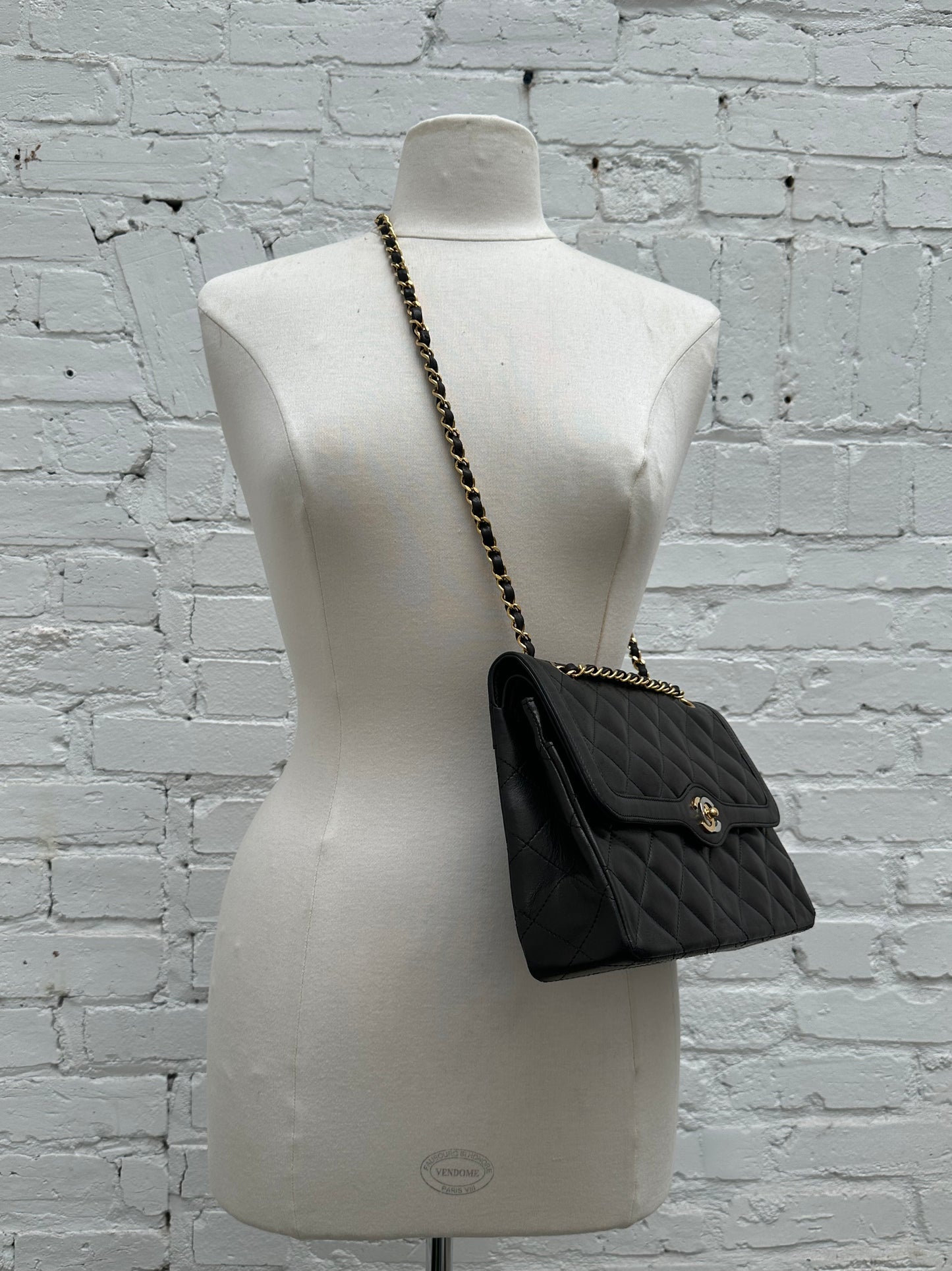 Chanel Black Paris Lambskin Double Classic Flap Bag 24k GHW #33