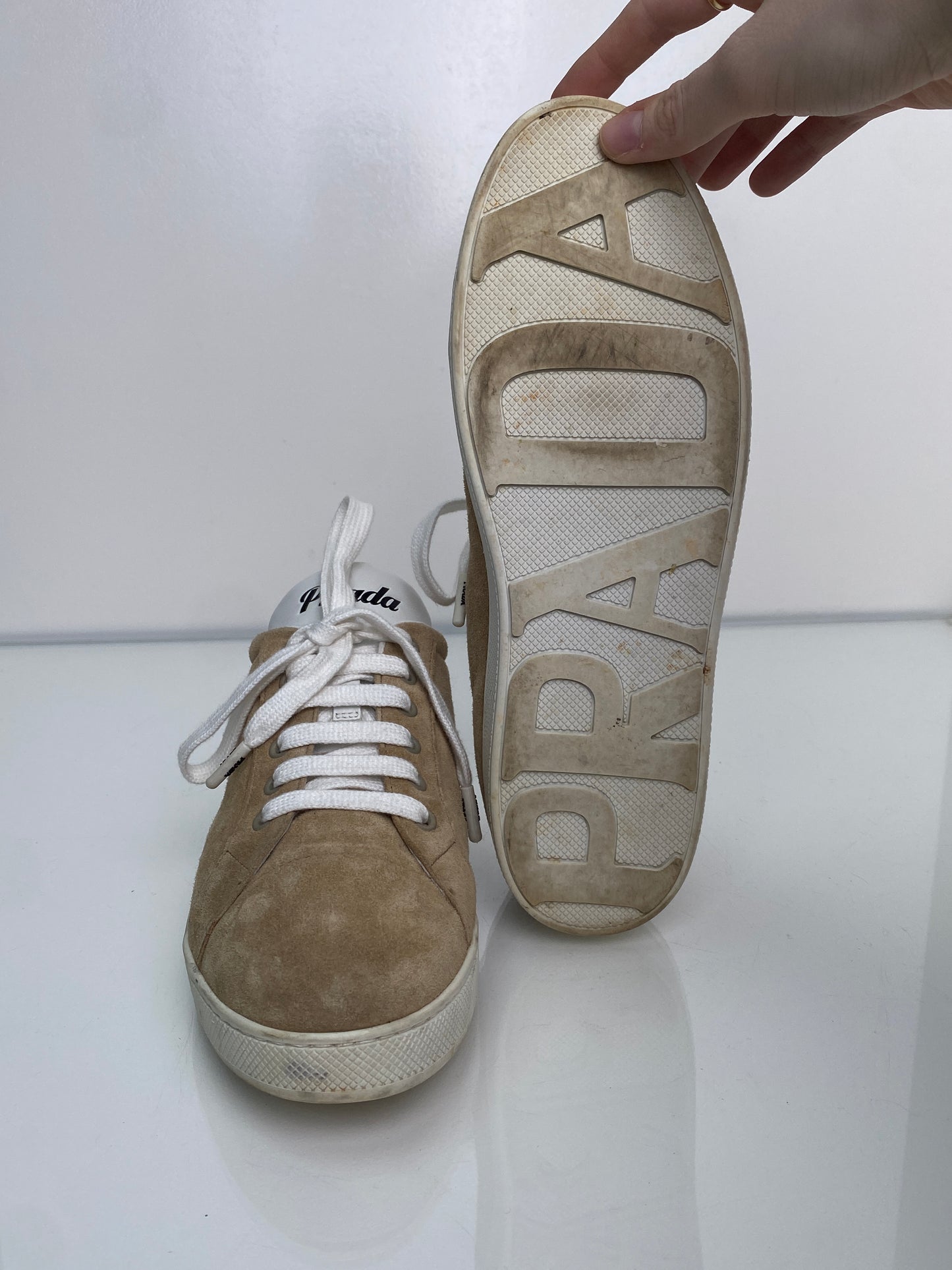 Prada Tan Suede Sneakers, 39.5
