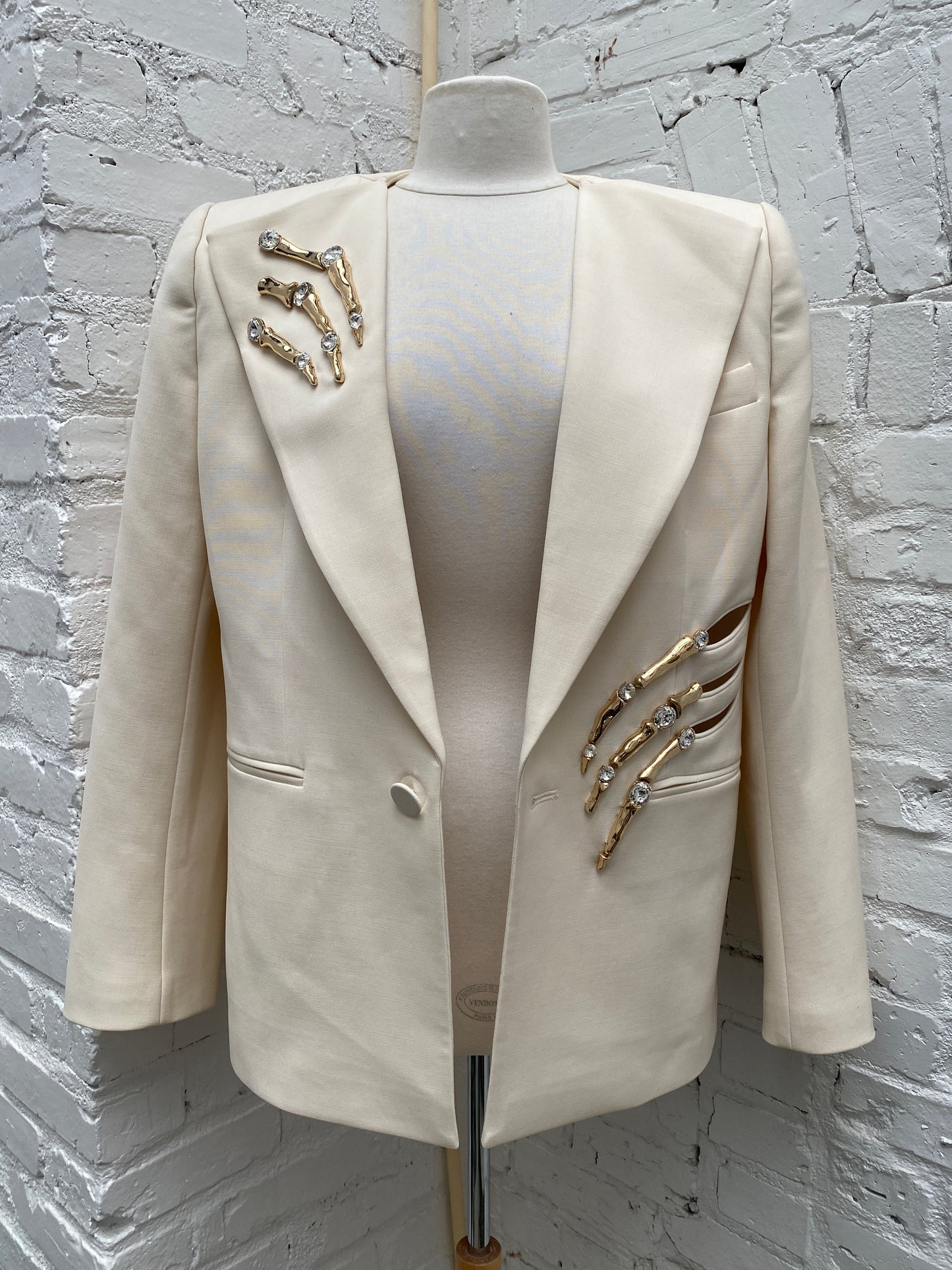Area Cream Crystal Claw Blazer, EST L