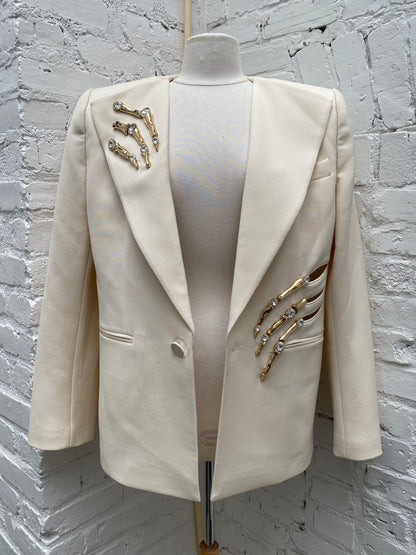 Area Cream Crystal Claw Blazer, EST L