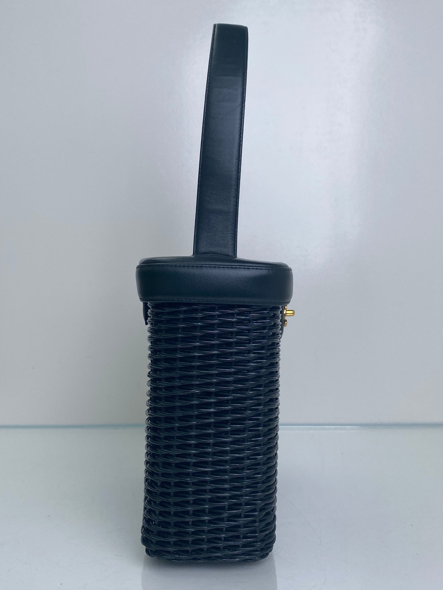 Chanel Black Wicker & Leather Basket Bag GHW