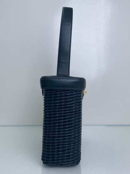 Chanel Black Wicker & Leather Basket Bag GHW