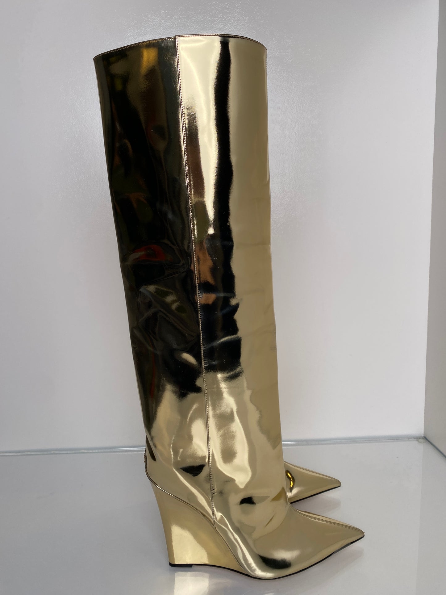 Jimmy Choo Gold Tall Boots, 38