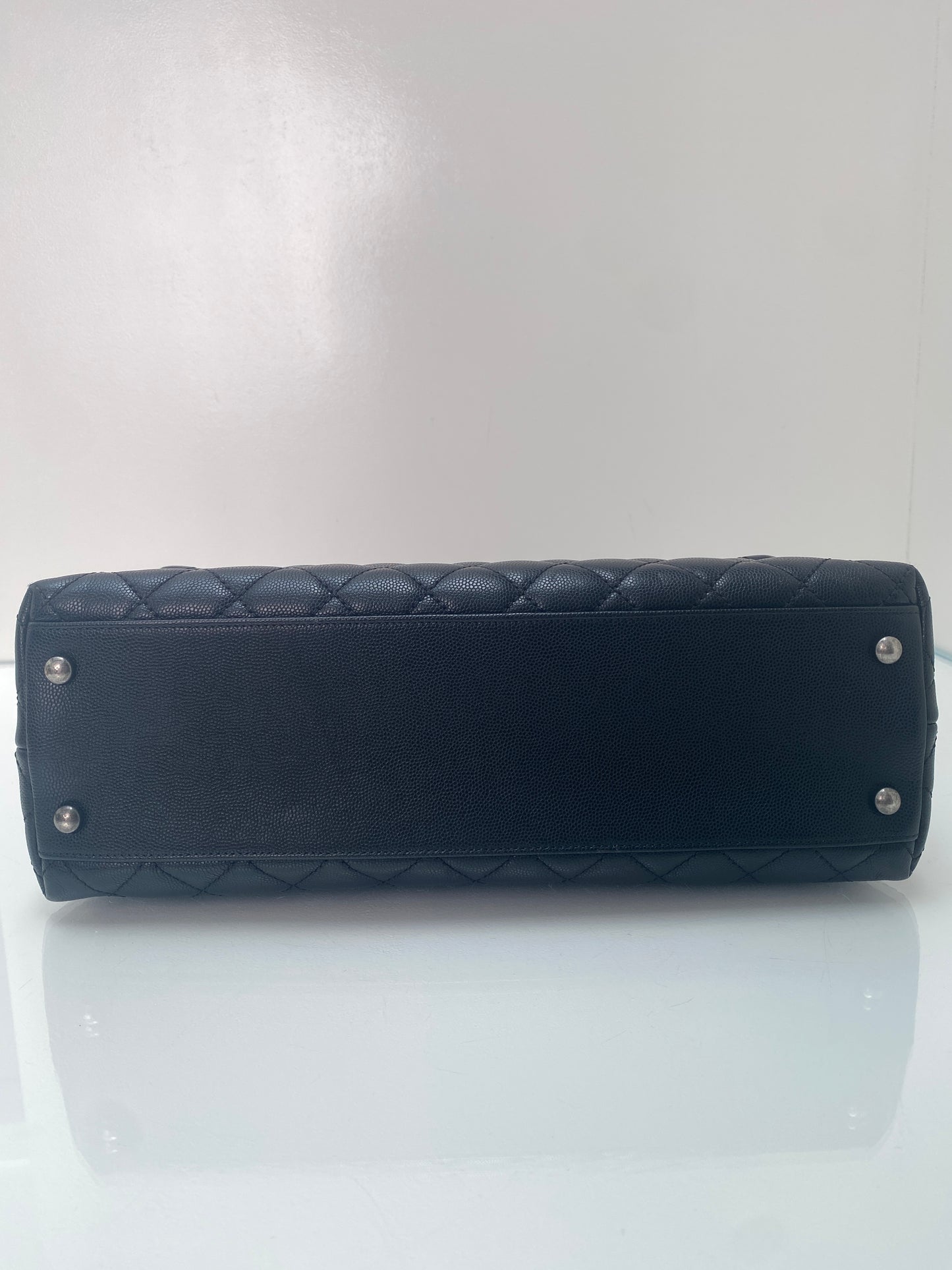 Chanel Burgundy Lizard & Black Caviar Medium Coco Top Handle Bag RHW