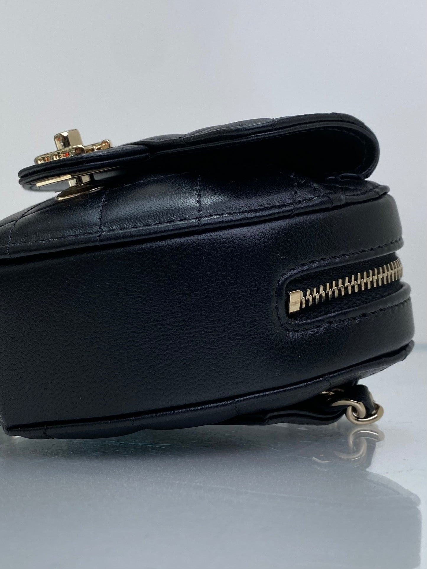 Chanel Black Mini CC In Love Quilted Lambskin Heart Bum Bag GHW
