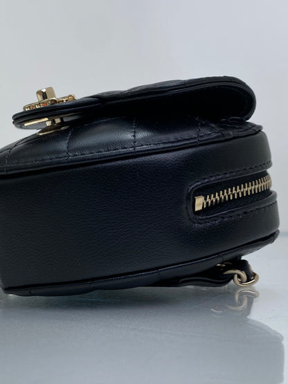 Chanel Black Mini CC In Love Quilted Lambskin Heart Bum Bag GHW