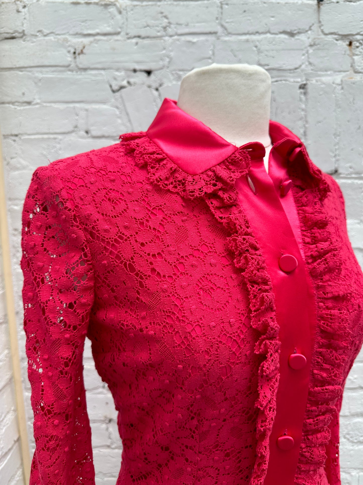 Gucci Pink Lace Long Sleeve Dress, 40