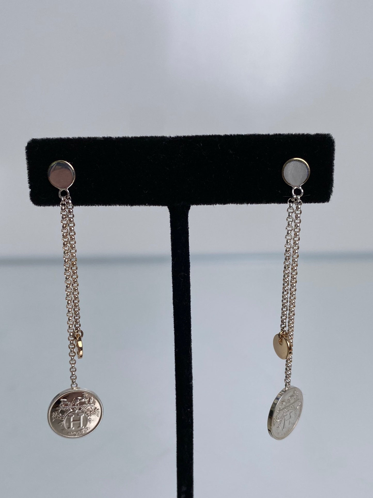 Hermes 925 & 18 KR Ex - Libris Pierced Earrings