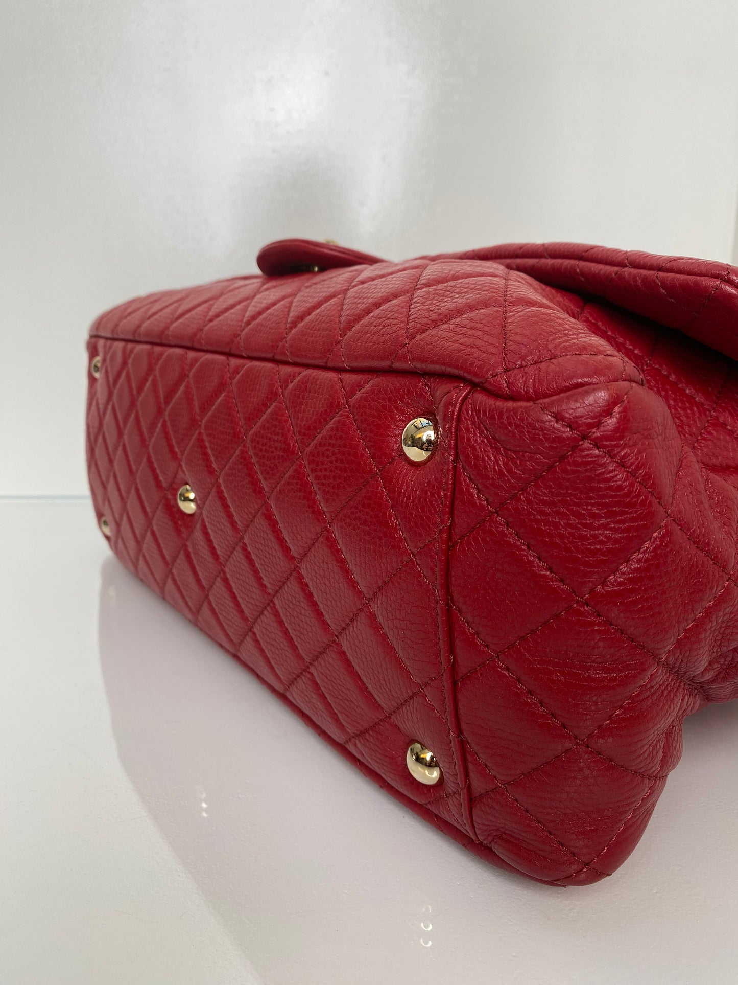 Chanel Red Quilted XXL Travel Flap Bag GHW