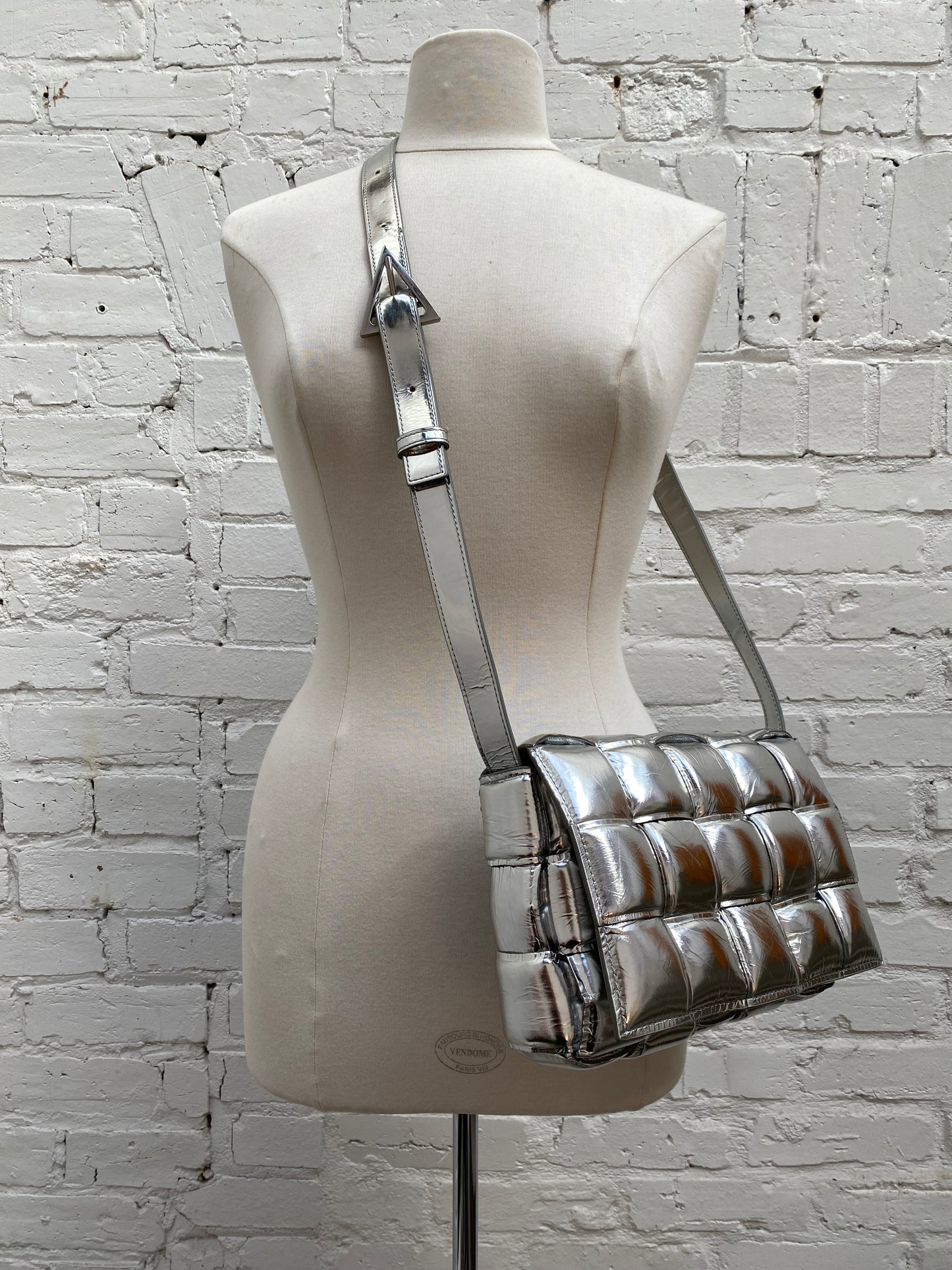 Bottega Veneta Silver Mirror Padded Cassette Bag SHW