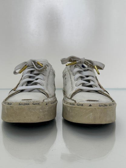 Golden Goose White & Gold “NYC” & “Paris” Hi Star Sneakers, 37