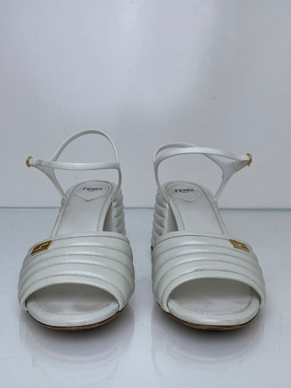 Fendi FF White Platform Heels, 39
