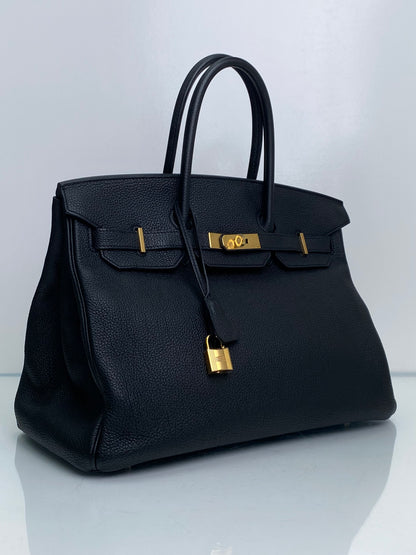 Hermes Birkin 35 Black Togo GHW #Q