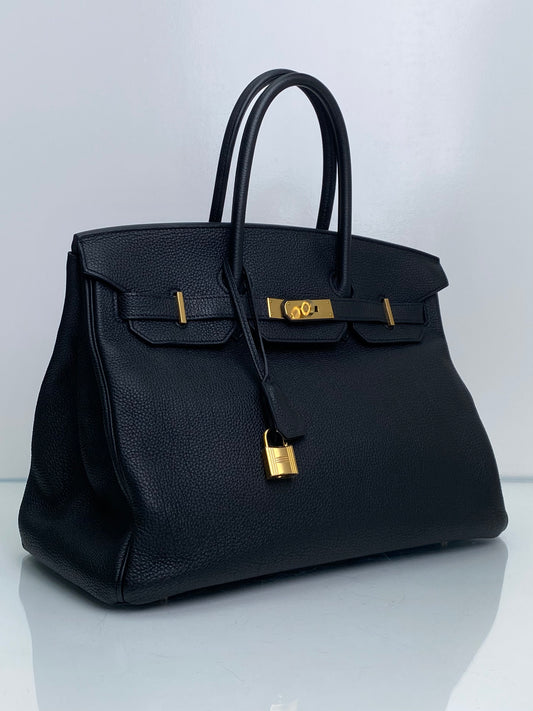 Hermes Birkin 35 Black Togo GHW #Q