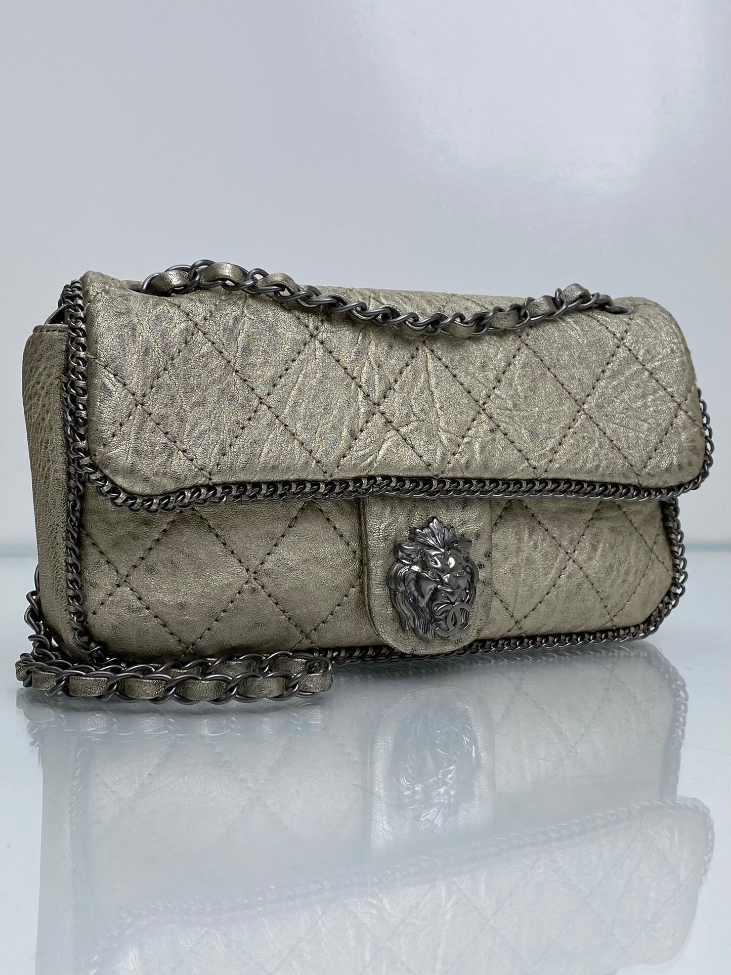 Chanel Champagne Leo Lion Flap Bag SHW #11