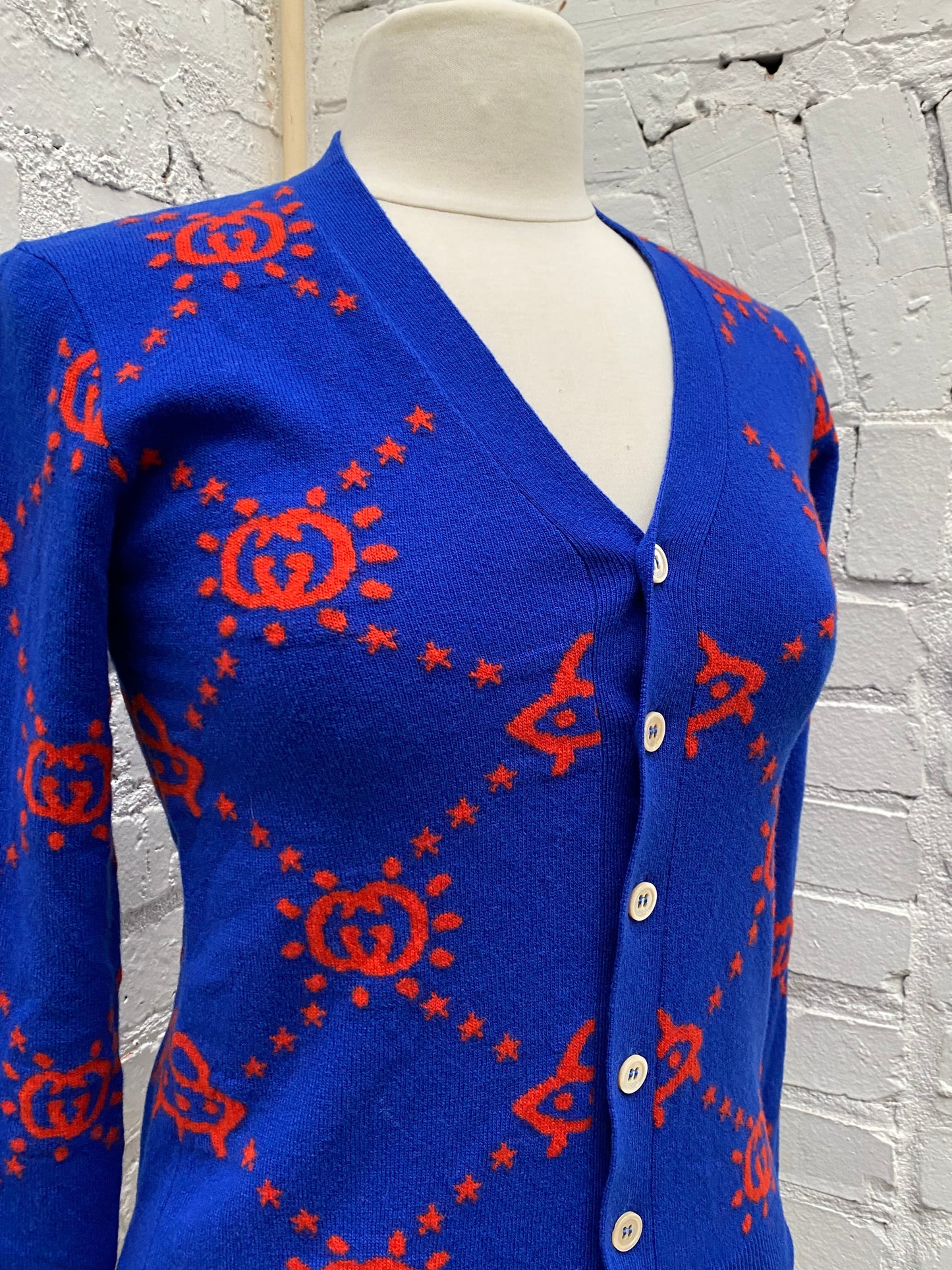 Gucci Kids Cobalt Blue GG Logo Cardigan, 12Y