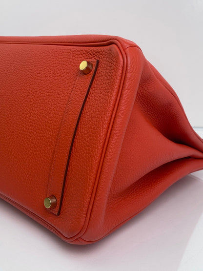 Hermes Birkin 35 Rouge Pivoine Togo GHW #X
