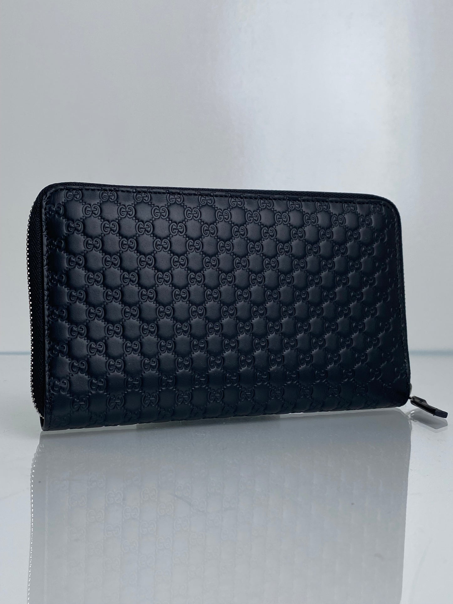 Gucci Black Microguccisma Zip Wallet SHW