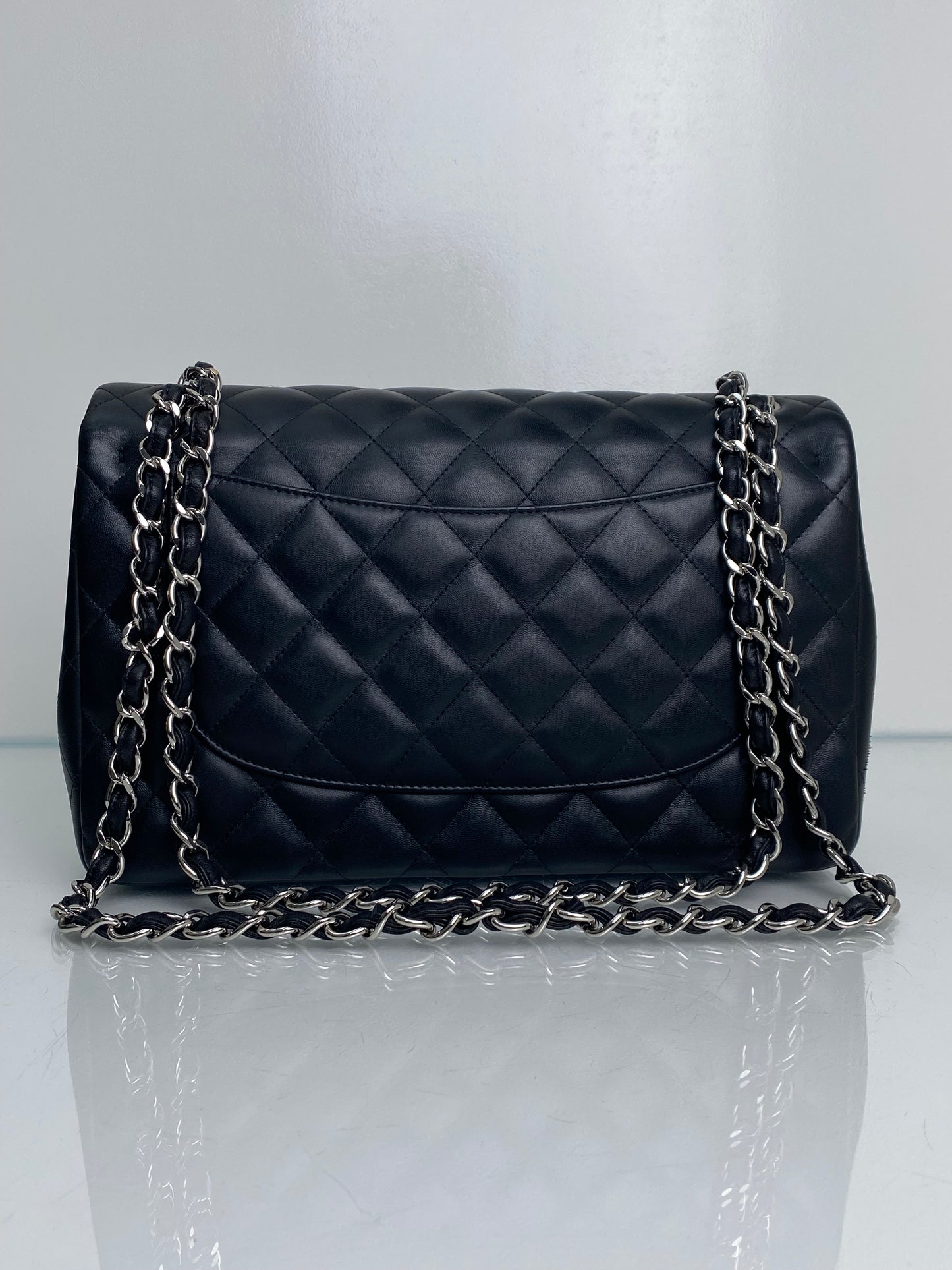 Chanel Black Jumbo Lambskin Bag SHW #18