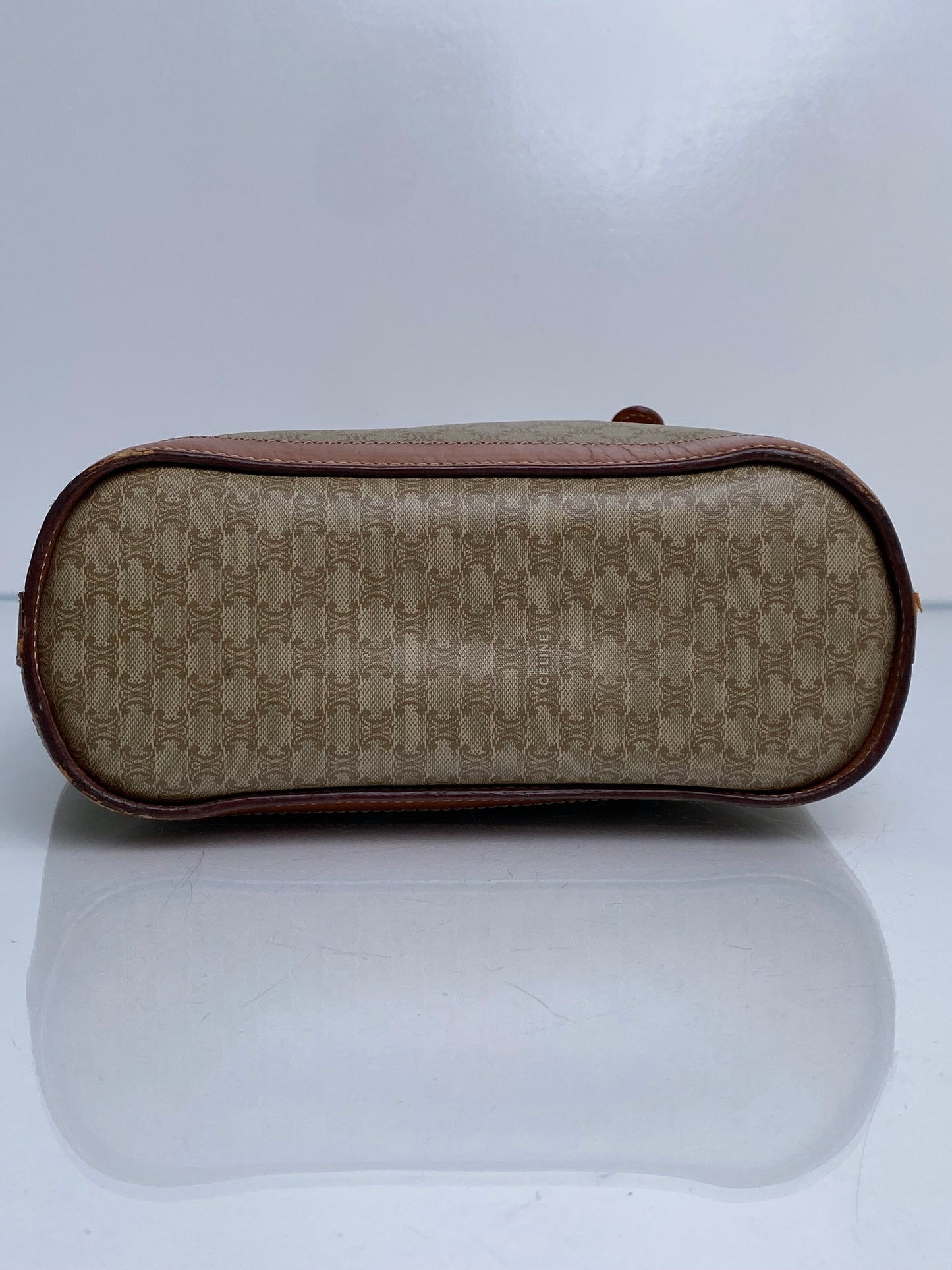 Celine Vintage Khaki Macadam Small Tote Bag GHW