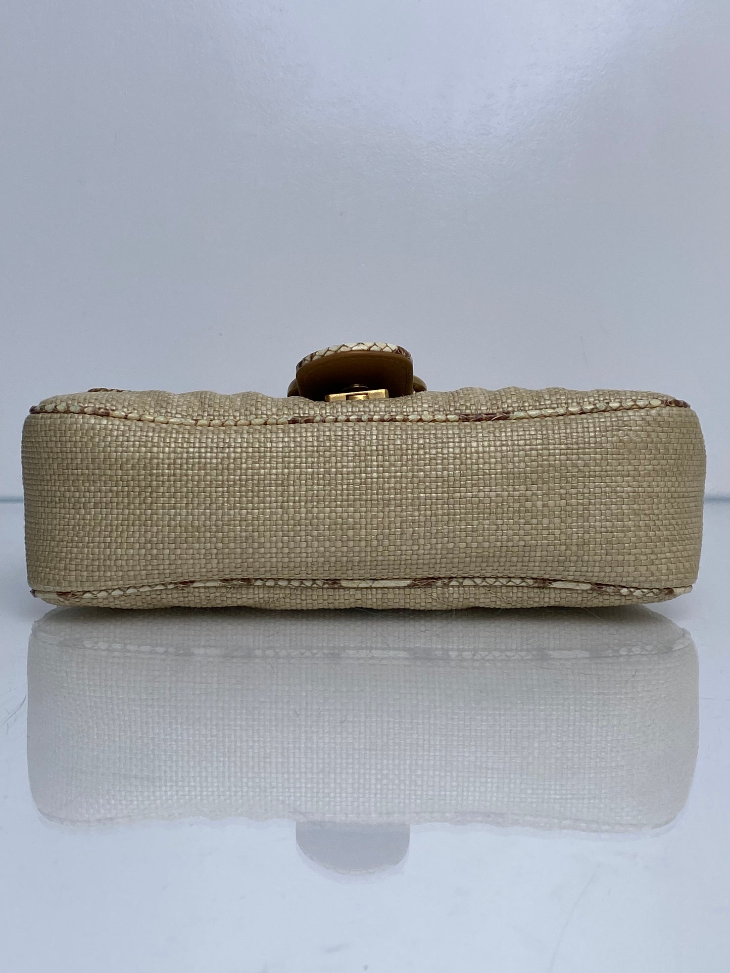 Gucci Marmont Small Raffia and Snakeskin GHW