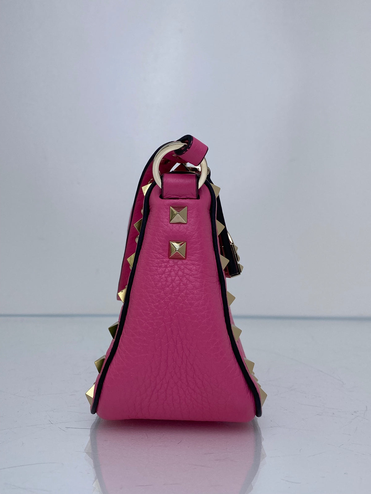 Valentino Pink Rockstud Grainy Calfskin Crossbody Bag GHW