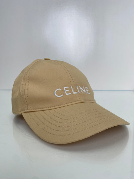 Celine Cream Baseball Hat, L