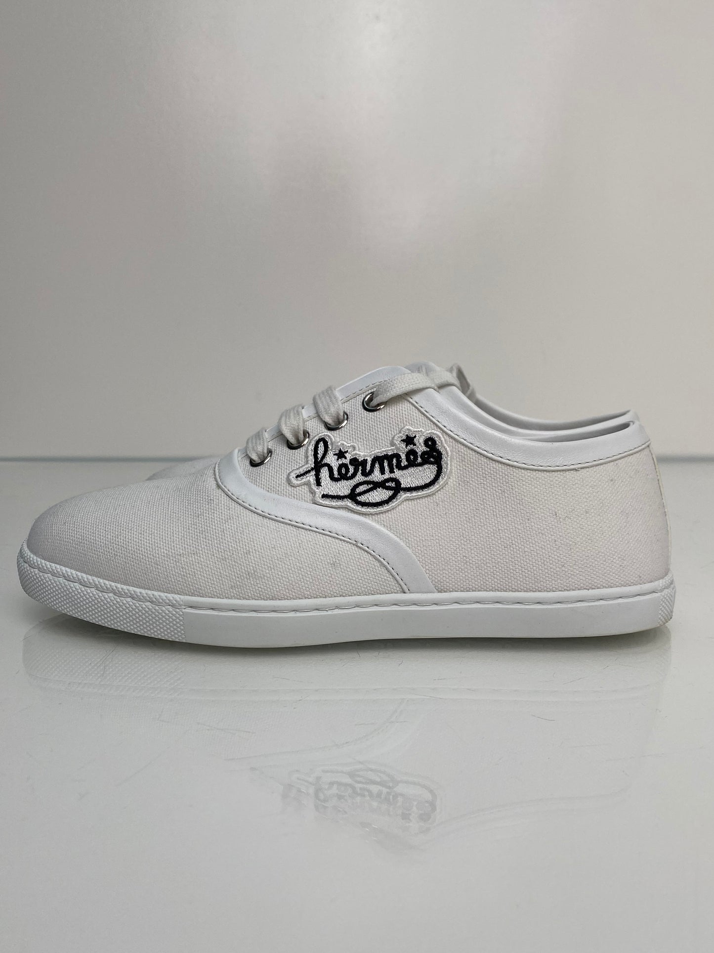 Hermes Innocent White Canvas Sneakers, 35