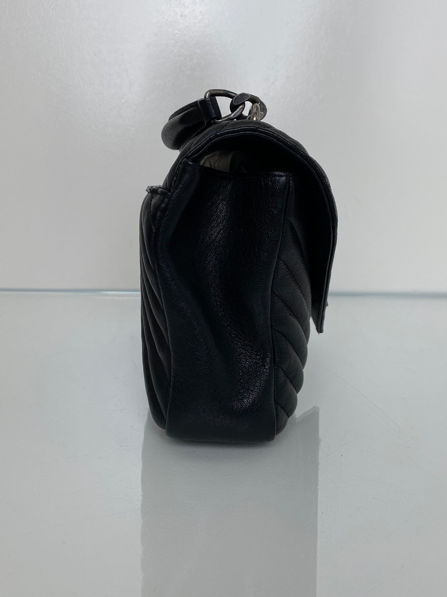 Saint Laurent Black Chevron College Tophandle Bag RHW